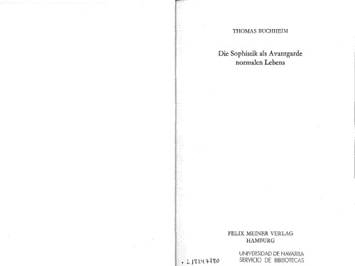 Die Sophistik als Avantgarde normalen Lebens