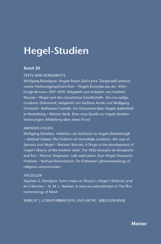 Hegel-Studien, Band 20