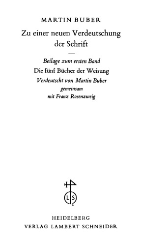 Zu einer neuen Verdeutschung der Schrift