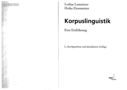 Korpuslinguistik: Eine Einführung