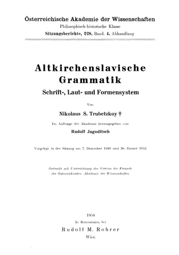 Altkirchenslavische Grammatik