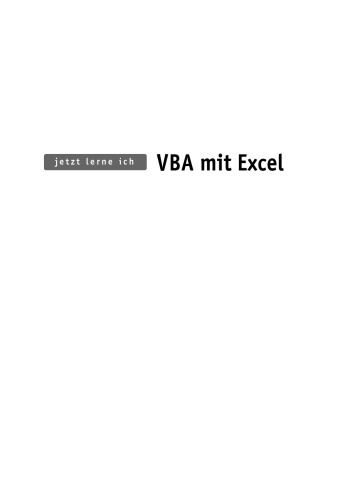 Jetzt lerne ich VBA mit Excel