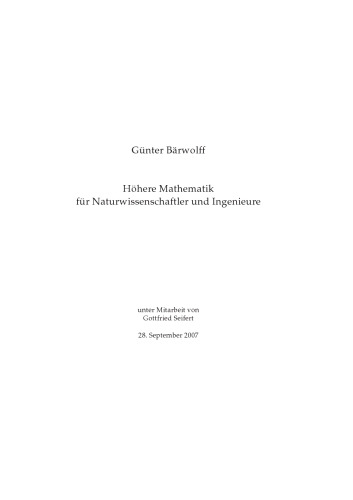 Hoehere Mathematik fuer Naturwissenschaftler und Ingenieure