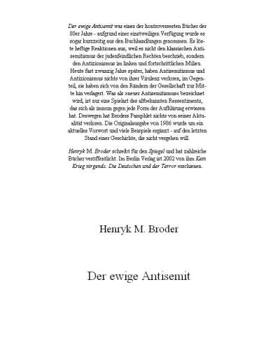 Der ewige Antisemit: über Sinn und Funktion eines beständigen Gefühls
