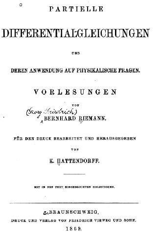 Partielle Differentialgleichungen und ihre Anwendungen auf physikalische Fragen Vorlesungen