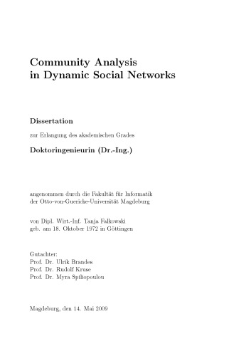 Community Analysis in Dynamic Social Networks
