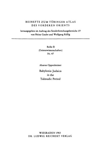 Babylonia Judaica in the Talmudic Period