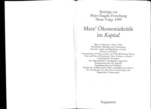 Marx' Ökonomiekritik im Kapital (-partial uploaded-)