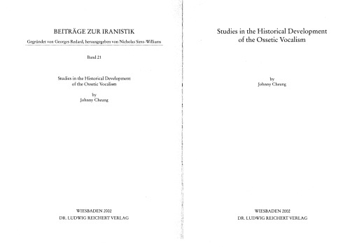 Studies in the Historical Development of the Ossetic Vocalism