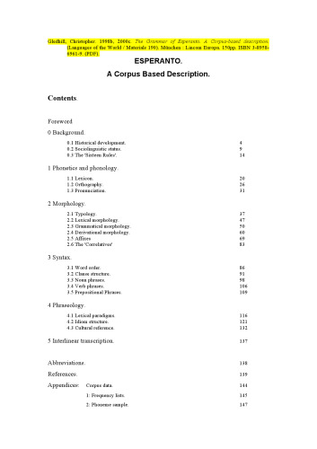 The Grammar of Esperanto: A Corpus-based Description