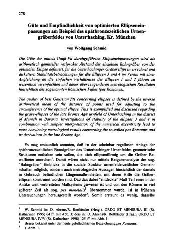 Güte und Empfindlichkeit von optimierten Ellipseneinpassungen am Beispiel des spätbronzezeitlichen Urnengräberfeldes von Unterhaching, Kr. München