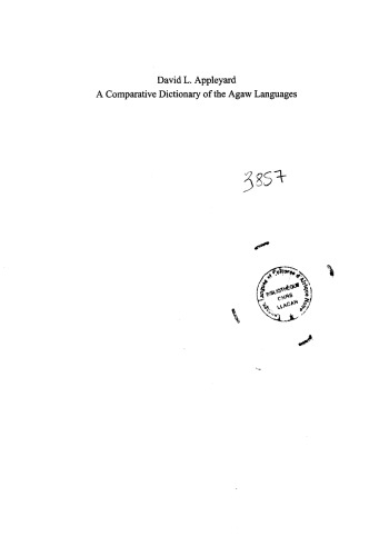 A Comparative Dictionary of the Agaw Languages