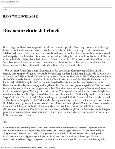 Jahrbuch der Karl-May-Gesellschaft 1989