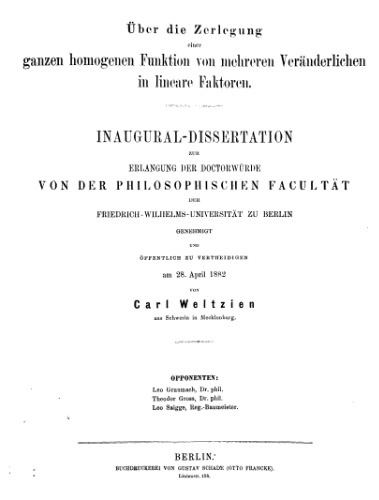 Ueber die Zerlegung einer ganzen homogenen Funktion in lineare Faktoren