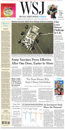 Wall Street Journal Saturday February 20, 2021