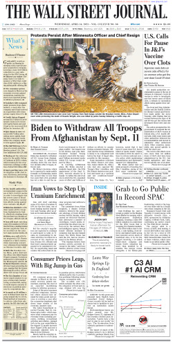 Wall Street Journal Wednesday April 14, 2021