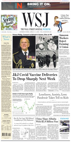 Wall Street Journal Saturday April 10, 2021
