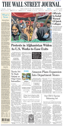 Wall Street Journal Friday August 20, 2021
