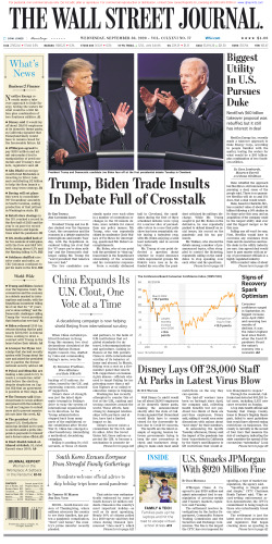 Wall Street Journal Wednesday September 30, 2020