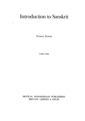 Introduction to Sanskrit, Part One