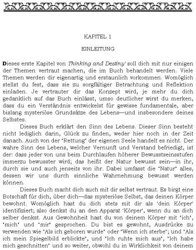 Thinking and Destiny - Einleitung Deutsch