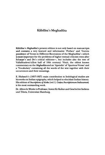 Kālidāsa's Meghadūta with the Commentary of Vallabhadeva