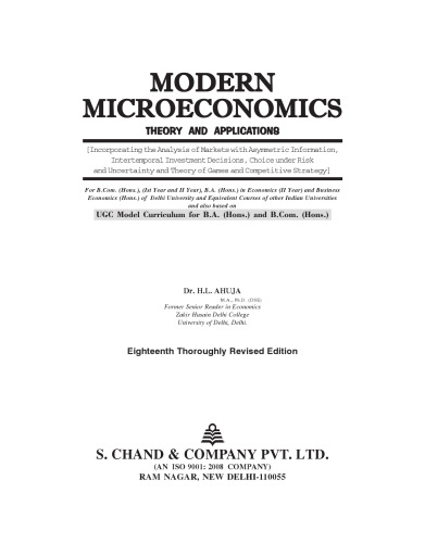 MODERN MICROECONOMICS THEORY AND APPLICATIONS