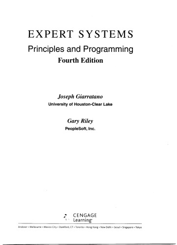 Expert Systems -- Principles and Programming