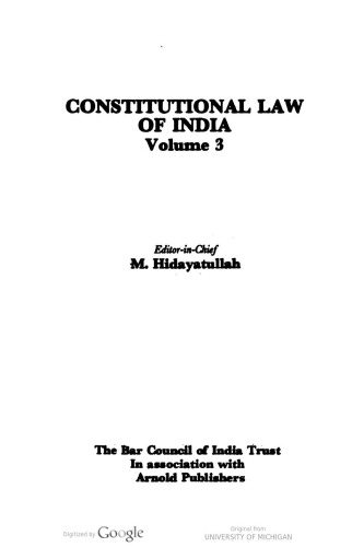 Constitutional Law of India Volume 3