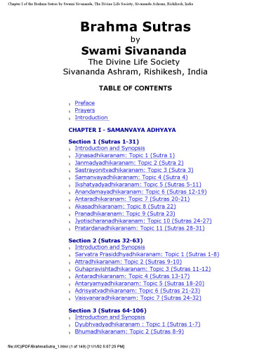 Brahma Sutras: Text, Word-to-Word Meaning, Translation, and Commentary