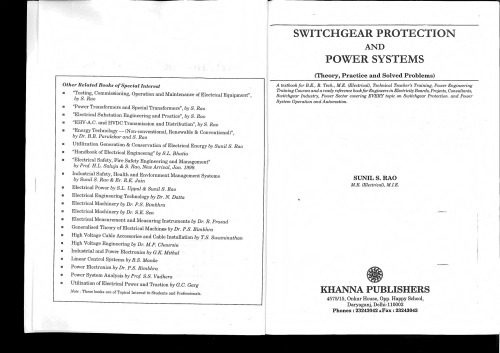 Switchgear Protection And Power Systems