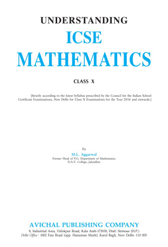 APC Understanding ICSE Mathematics - Class 10 - Avichal Publishing Company