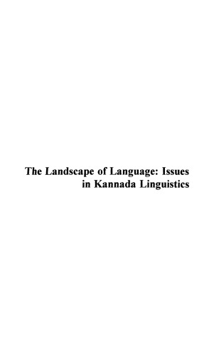Landscape of Language: Issues in Kannada Linguistics
