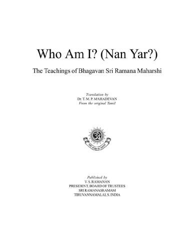 Who Am I?: The Teachings of Bhagavan Sri Ramana Maharshi