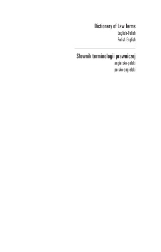 Dictionary of Law Terms: English-Polish, Polish-English (Polish Edition)
