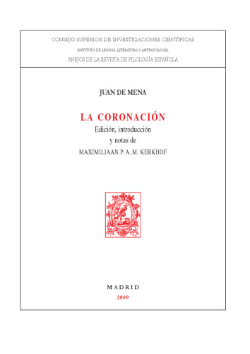 La Coronación (Anejos Revista de Filología Española) (Spanish Edition)