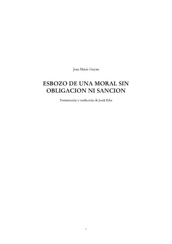 Esbozo de una moral sin obligación ni sanción