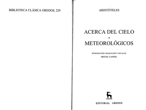 Aristóteles: Acerca del cielo. Meteorológicos