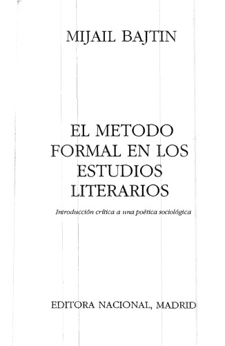 El método formal en los estudios literarios