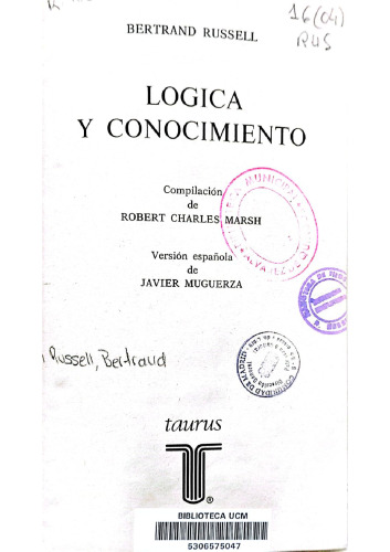 Essayos de Lógica y Conocimiento de Bertrand Russell