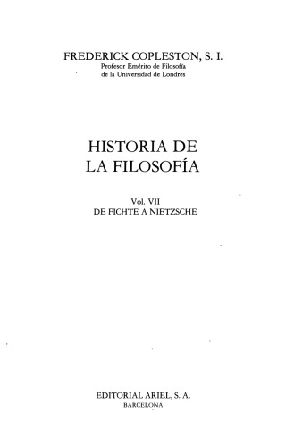Historia de la filosofía Vol. VII. De Fichte a Nietzsche