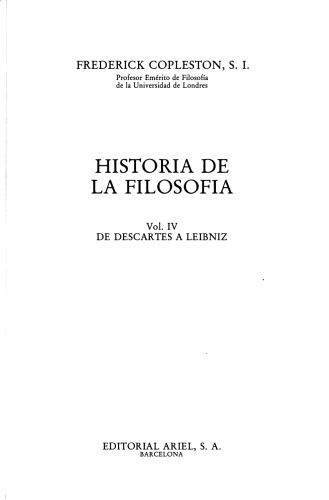 Historia de la filosofía. Vol. 4 De Descartes a Leibniz