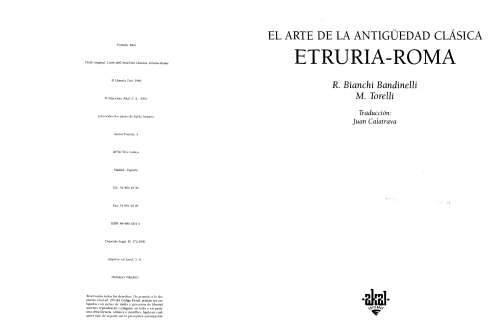 El Arte de la Antigüedad Clásica. Etruria-Roma