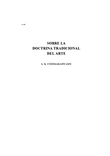 Sobre la doctrina tradicional del arte