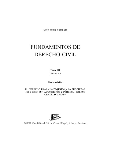 Fundamentos de Derecho civil. Tomo III (V. 1)