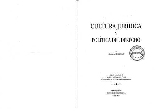 Cultura jurídica y política del derecho