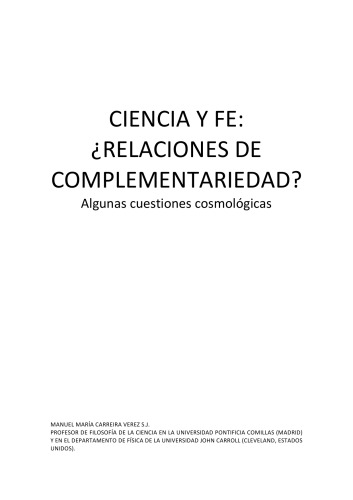 Carreira Manuel - Ciencia Y Fe - Relaciones De Complementariedad