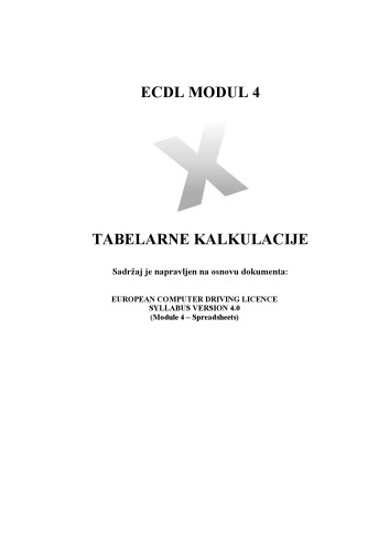 ECDL Modul 4 - Tabelarne kalkulacije, v. 4.0