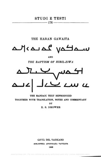 The haran Gawaita and the Baptism of Hibil-Ziwa
