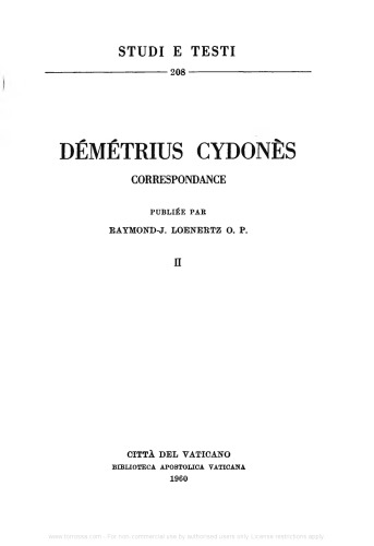 Démétrius Cydonès. Correspondance